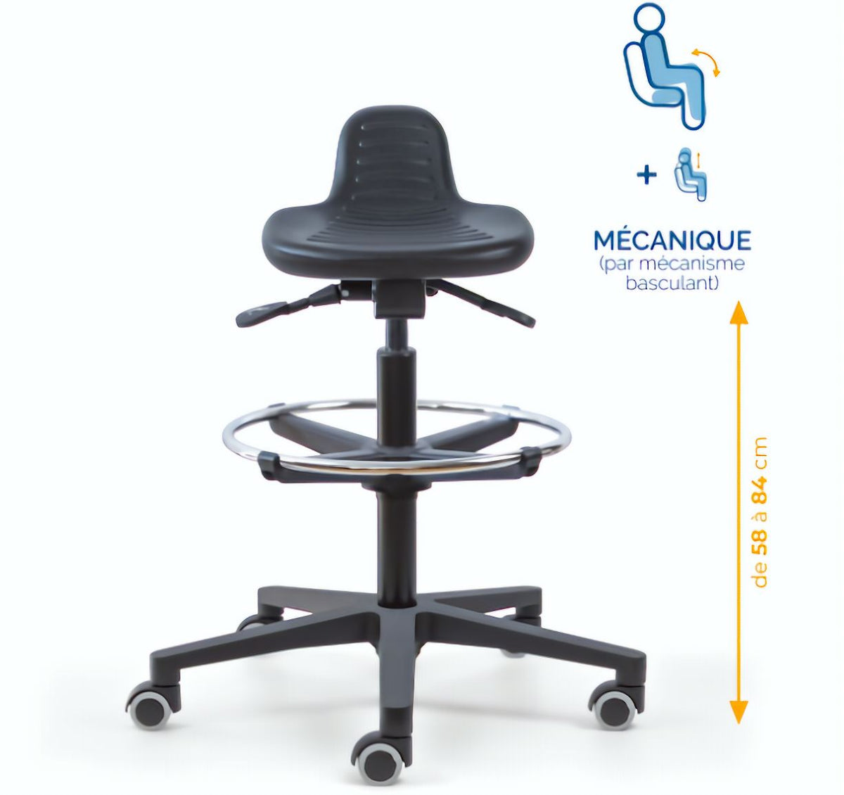 Assis-debout; chaise; chaise atelier; siège atelier