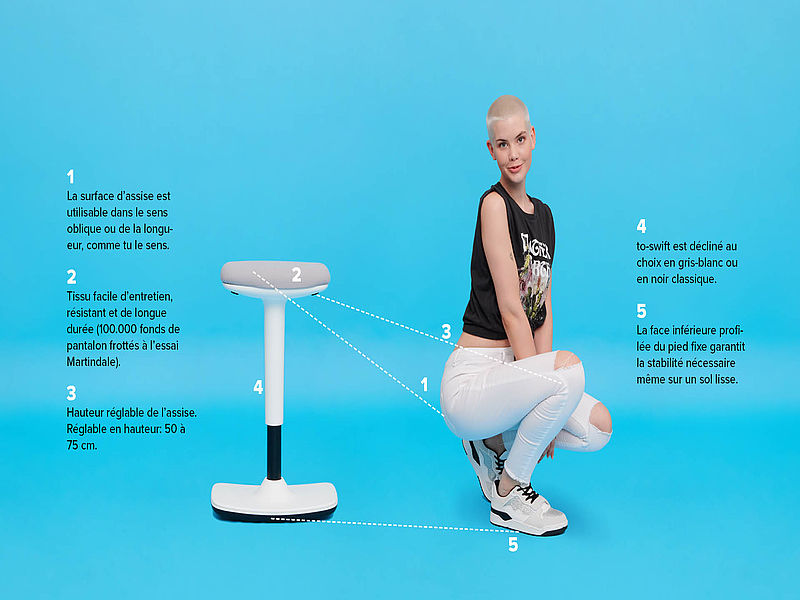 Tabouret assis debout ergonomique Swift