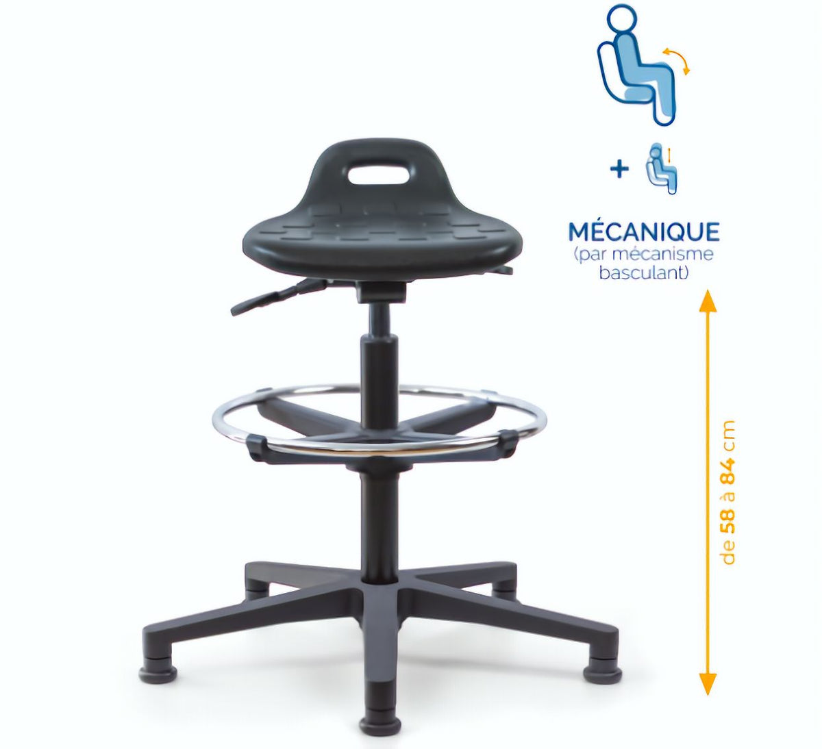 Assis-debout; chaise; chaise atelier; siège atelier
